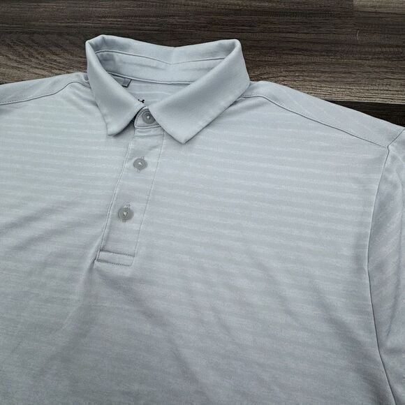Under Armour Polo Short Sleeve Shirt Mens Gray Golf Medium Loose Performance EUC - Picture 1 of 8
